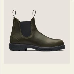 green leather blundstones